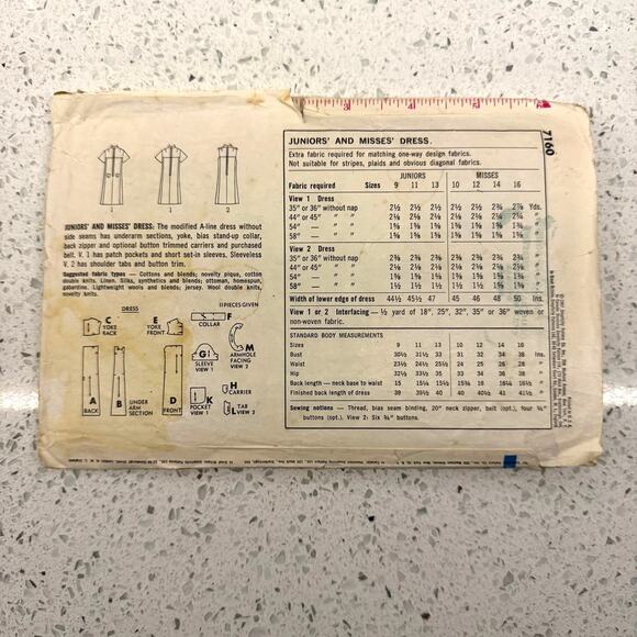 Vintage 1960s Simplicity 7160 Sewing Pattern Women Sm High Neck Mini Shift Dress - Picture 2 of 2